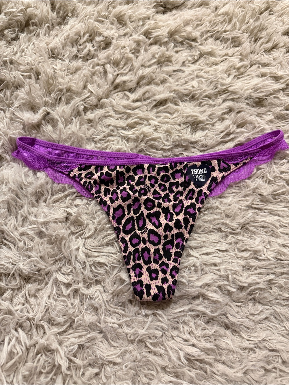 NWT Y2K Victoria’s Secret PINK Lace Back Low Rise Purple Small READ